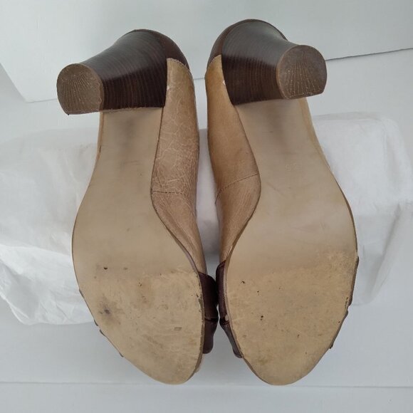 Steve Madden Peep Toe Pumps Multi Leathers Multi Browns Retro Femme Look Sz 8.5 - Picture 10 of 11